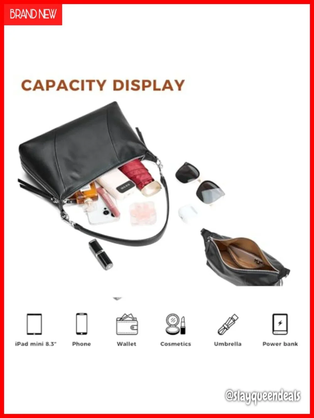 Genuine Leather Hobo Shoulder Bag, Minimalist Crossbody for Work Travel